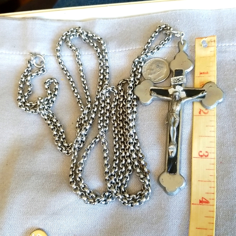 54" inches HUGE CROSS NECKLACE Vintage